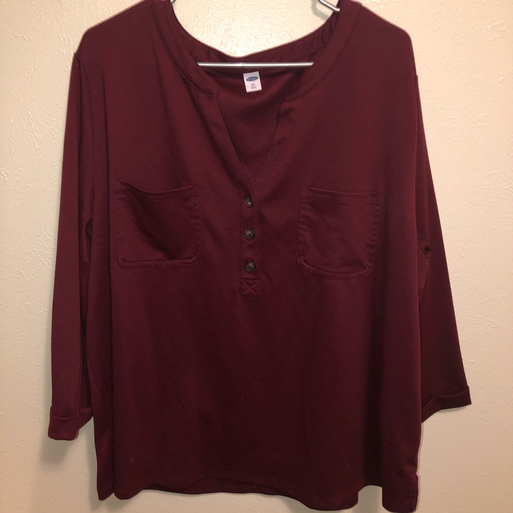 Old Navy Maroon Top with Button Details